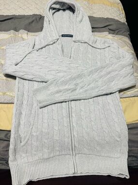 Brandy Melville Light Gray Cable Knit Hoodie